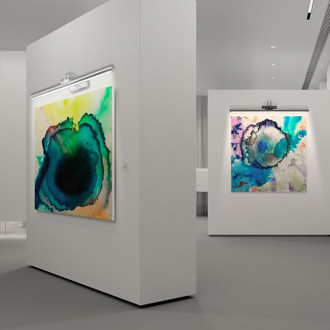 26" Wireless Picture Lights, 8000 mAh Rechargeable Battery Art Display Light with Remote Control, Dimmable/Timer Off Dartboard Light, 3 Lighting Modes Full Metal Painting Lights (Nickel-2 Pack)