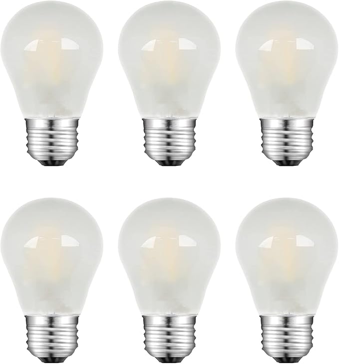 Frosted E26 LED Bulb 25w Equivalent 2700K Warm White 2W LED Light Bulb Dimmable LED Filament Globe Bulb, Short Edison Bulb for Ceiling Fan, Chandelier, Vanity, 6 Pack