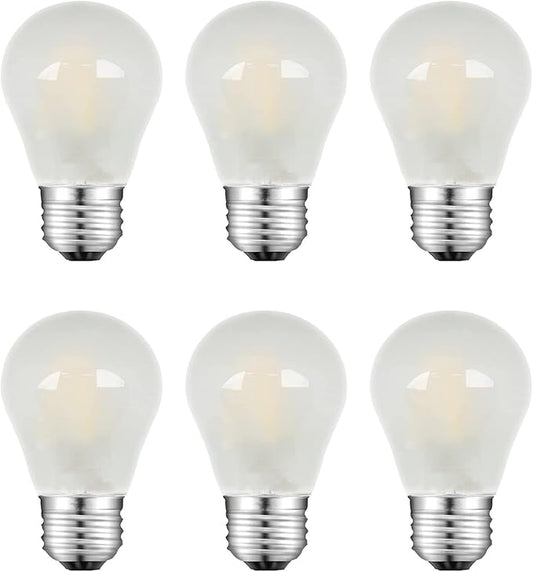 Frosted E26 LED Bulb 25w Equivalent 2700K Warm White 2W LED Light Bulb Dimmable LED Filament Globe Bulb, Short Edison Bulb for Ceiling Fan, Chandelier, Vanity, 6 Pack
