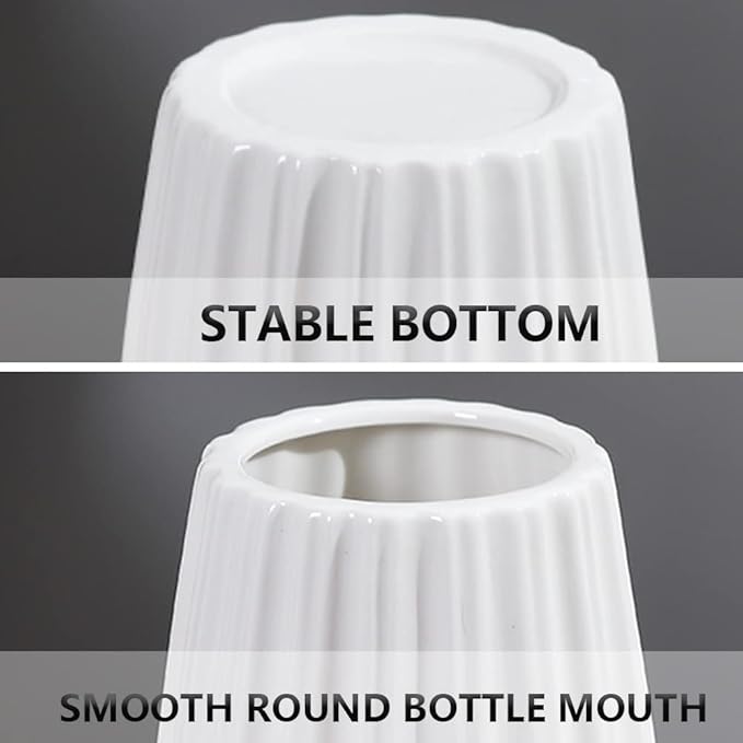 White Tall Floor Vase, 28" Ceramic Large Vase, Decorative Flower Vases for Modern Home Decor Living Room Office Bedroom Kitchen Wedding Centerpieces Farmhouse Décor