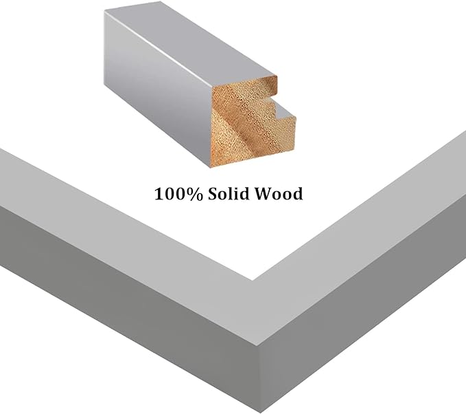 Egofine 11x11 Picture Frames 4 Pack, Display Pictures 4x4 or 8x8 with Mat or 11x11 Without Mat Made of Solid Wood Covered by Plexiglass for Table Top Display and Wall Mounting Photo Frame, Light Gray