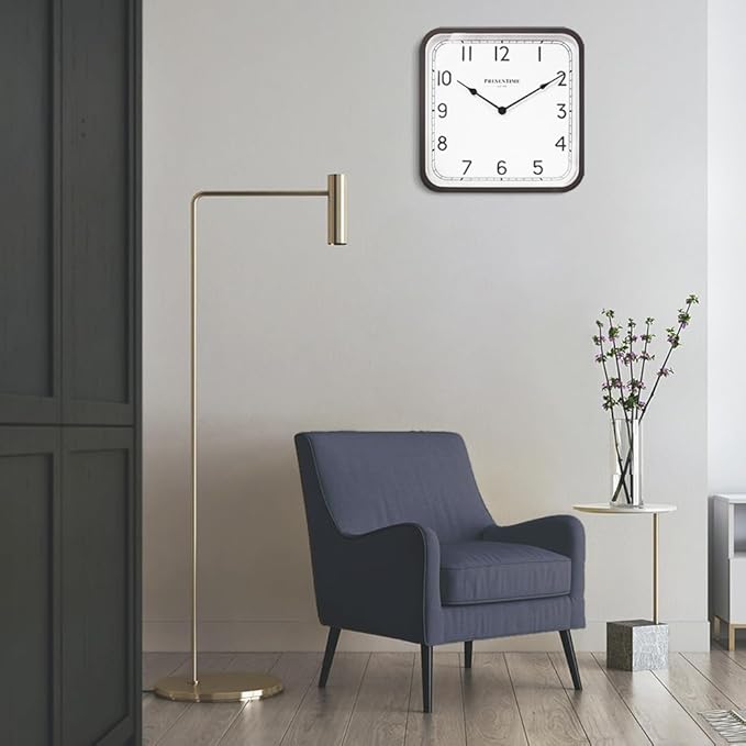 Presentime & Co. 16" Anton Modern Farmhouse Square Clock, Silent No Ticking, Wall Art and Timepiece for Home Decoration/Wall Décor, Oil Rubbed Bronze Color