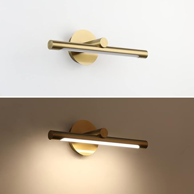 JUSHENG LED Picture Lights for Wall Hard-Wired 16.54'' Inch, Golden Brass Picture Frame Light LED Gallery Lights Art Display Light for Paintings Portrait 7W 3000K Warm White