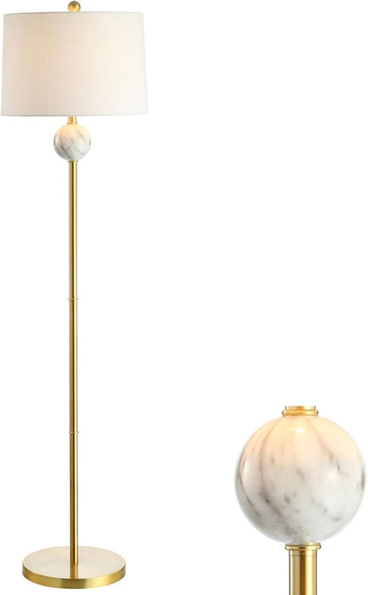 JONATHAN Y JYL1093A Vaughn 60" Modern Metal/Resin LED Floor Lamp Classic,Glam,Transitional for Bedrooms, Living Room, Office, Reading, BrassGold/White