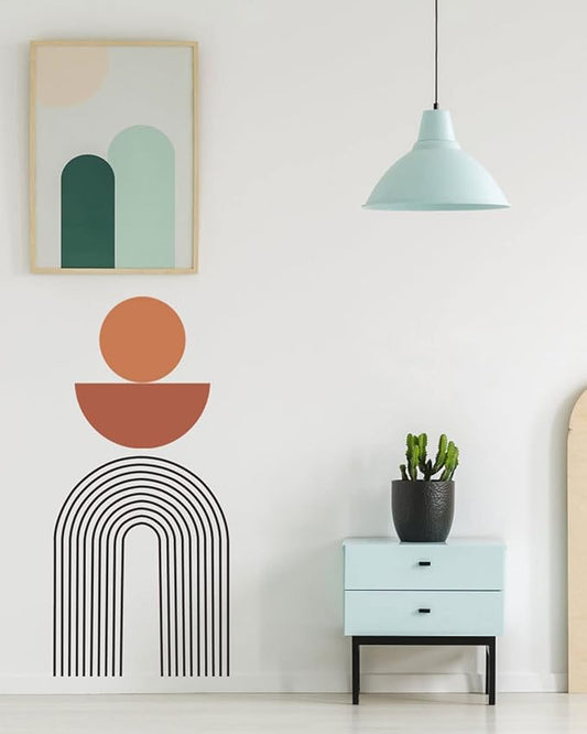 Large Boho Arch Wall Art Murals - Modern Peel and Stick Terracotta Decals for Bedroom, Living Room, Office