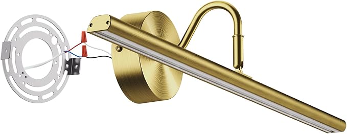 Hardwired Picture Lights for Wall 23.9" LED Wall Art Lights with Remote, 3CCT Dimmable Gallery Art Light for Paintings Poster Light, 15W, 2700K-6500K, 1200LM, Brass