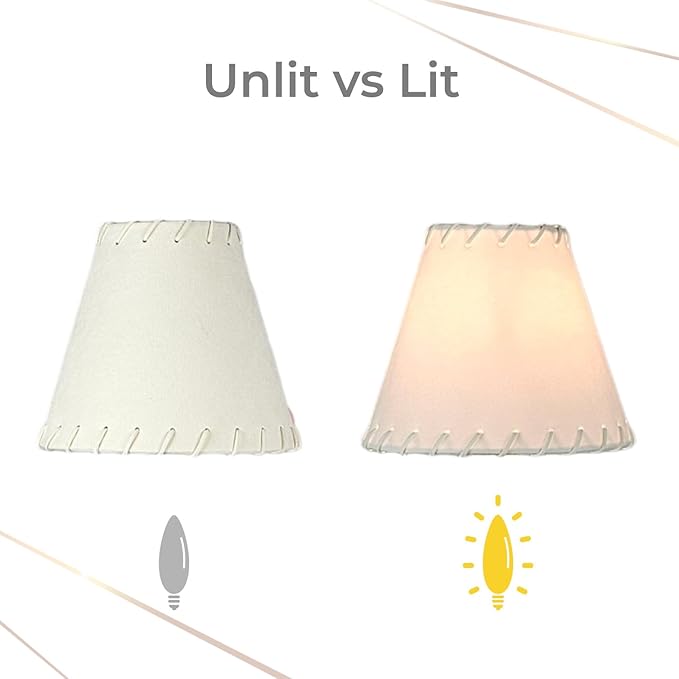 Royal Designs, Inc. CS-1114-6EG-6 Faux Leather Empire Chandelier Shade with Whipstitch Trim, 3 x 6 x 5, Eggshell, 6-Pack