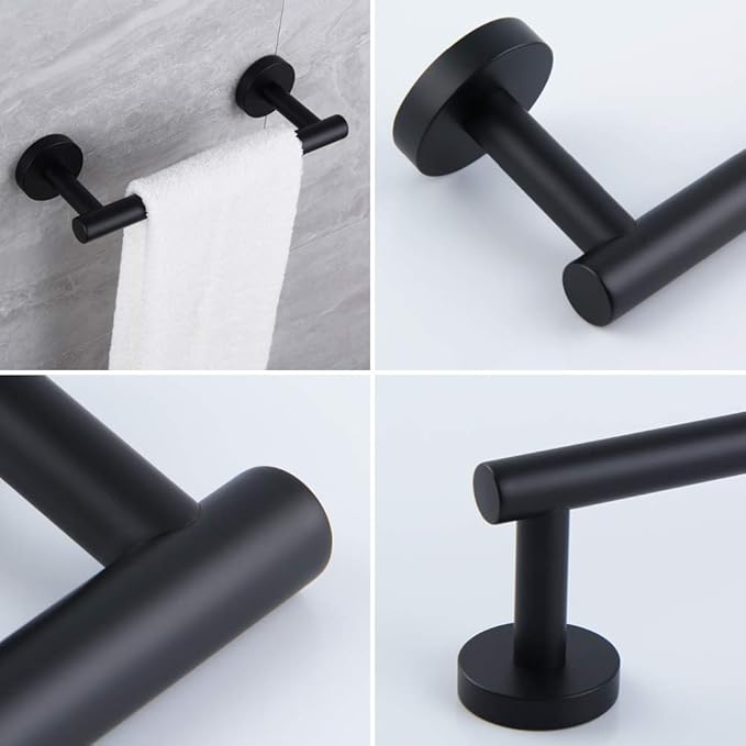 9-Inch Matte Black Hand Towel Bar SUS 304 Stainless Steel Towel Rack Holder for Bathroom Wall Mount