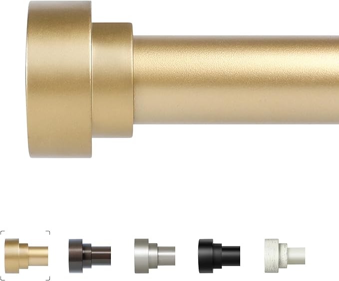 HEI! DEAR Gold Curtain Rods 72 to 144 Inch(6-12FT),1 Inch Long Curtain Rod,Adjustable Heavy Duty Curtain Rods,Modern Decorative Drapery Rods,Telescoping Window Single Curtains Rods 36-150",Brass Gold