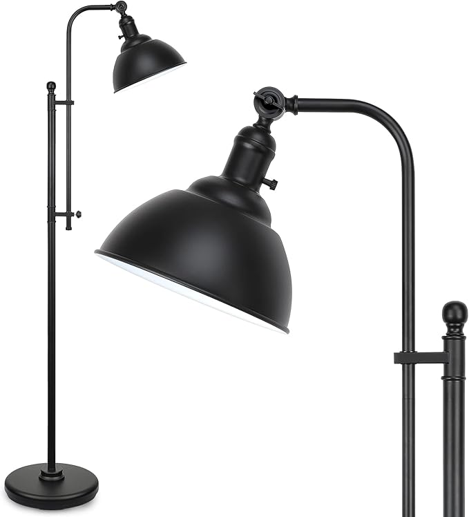 Industrial Floor Lamp, 3 Color Temperature Rustic Lamps in Aged Bronze, Adjustable Height & Head Standing Reading Lights for Bedroom