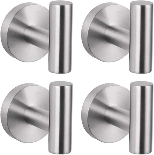 GERZWY Bath Towel Hook SUS 304 Stainless Steel Coat/Robe Clothes Hook for Bath Kitchen Modern Hotel Style Wall Mounted 4 Pack Brushed Finish AG1307B-LS