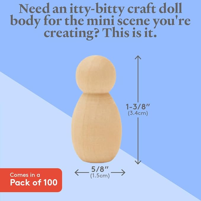 1-1/8 Round Baby Peg Doll Pack of 100