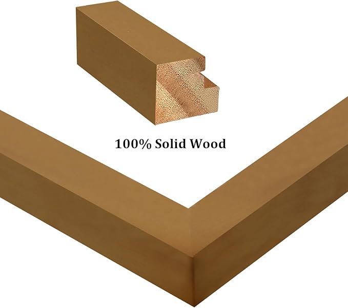 Egofine 11x11 Picture Frames 4 Pack Covered by Plexiglass, Display Pictures 8x8 with Mat or 11x11 Without Mat Made of Solid Wood for Table Top Display and Wall Mounting Photo Frame, Light Brown