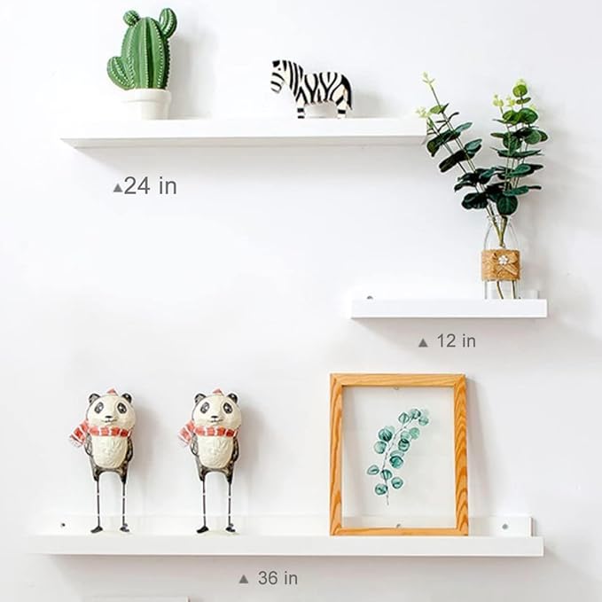 48 Inch White Long Floating Shelves Wall Mounted, Solid Oak Wood Shelf for Storage, Modern Picture Ledge Shelf for Bedroom Living Room Bathroom Kitchen, 48 * 4 * 1.5 (1 Pack)