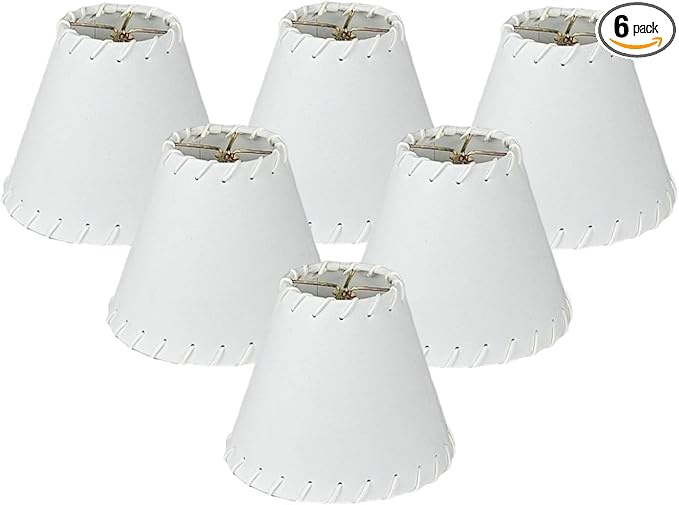Royal Designs, Inc. CS-1111-5WH-6 Faux Leather Empire Chandelier Shade with Whipstitch Trim, 3 x 5 x 4.5, White, 6-Pack