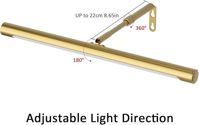 Picture Lights for Paintings Plug in, 16" Adjustable LED Gold Picture Light Art Light, Remote Control Gallery Painting Wall Light for Picture Display Dartboard Art Work (Gold)