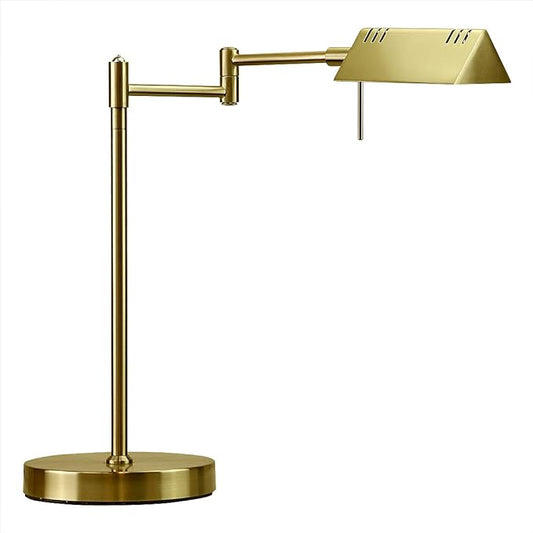 O'Bright LED Pharmacy Table Lamp, Full Range Dimming, 12W LED, 360 Degree Swing Arms, Desk, Reading, Craft, Work Lamp, ETL Tested, Antique Brass (Gold)