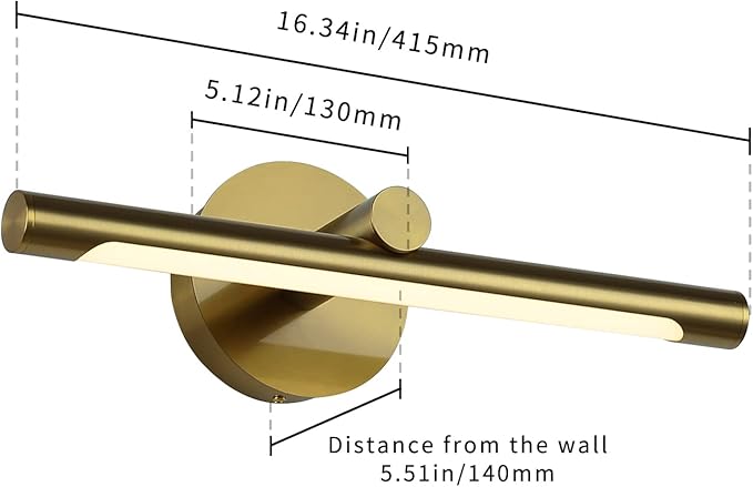 JUSHENG Picture Lights for Wall Gold Hard-Wired Connection Gallery Light Dimmable Modern LED Picture Light Artwork Light 16.33'' Inch 7W Warm White