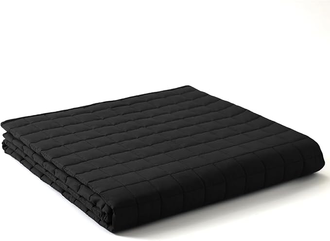 YnM 20lbs Weighted Blanket for Adults, Cotton Heavy Bed Throw Blanket with Cooling Glass Beads for All Season Use, Ideal for One Person of 190lbs (60x80 Inches, Queen Bed, Black)