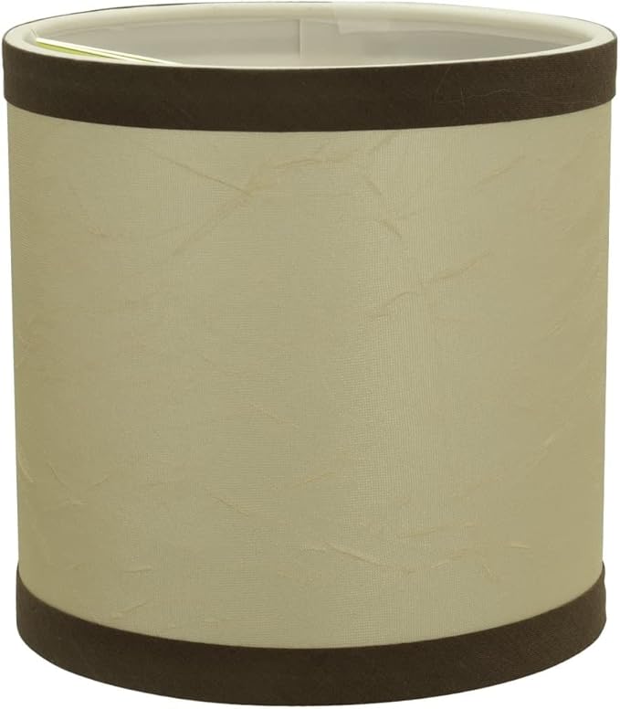 Aspen Creative 31194B, Drum Clip-On Chandelier Lamp Shade, Beige and Brown, 5" Top x 5" Bottom x 5" Slant Height, Set of 1
