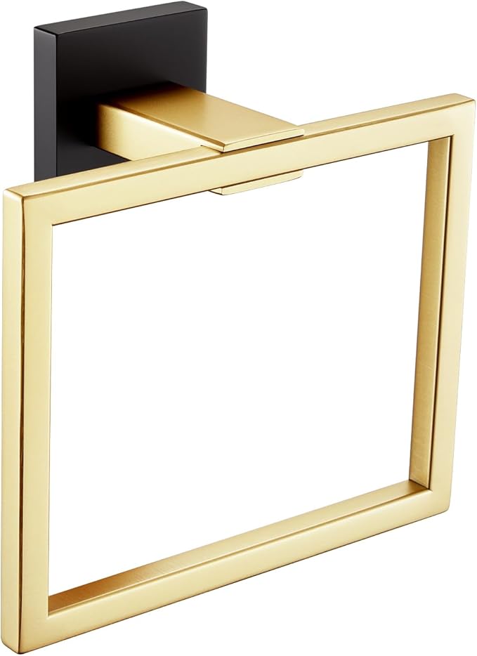 KOKOSIRI Towel Ring Holder Bathroom Lavatory Hand Towel Rack Wall Mounted Bathroom Hardware T-304 Stainless Steel Matte Black and Gold, B3004GDK