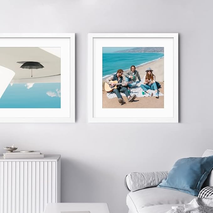 VNVNK 21x21 Frame White, Perfect for 21x21 Inch Picture without Mat or 17x17 Inch Picture with Mat, Home Wall Decor Picture Frame-1 PCS