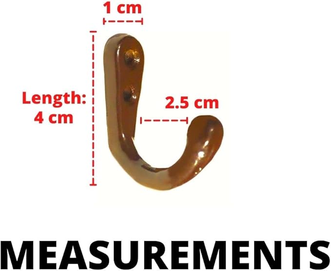Multipurpose Hooks, Used to Hang Clothes, Bags, Coats, Curtain Hold Backs, Keys, Colour - Brown, Material - Aluminium, Screws and Wallplugs Included, Pack of 10 Pieces