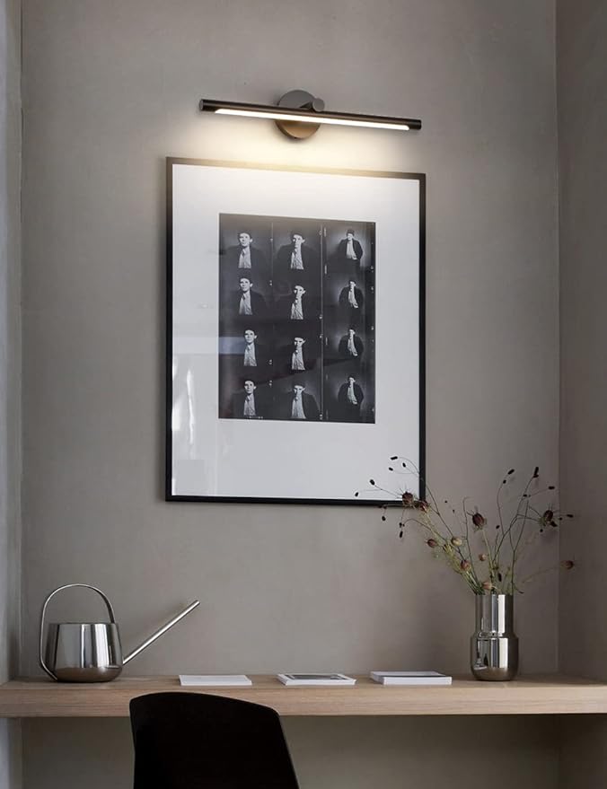 JUSHENG Picture Lights Hardwired Modern Picture Lights for Paintings LED Wall Art Light Black Gallery Display Light Artwork Lighting 24.21'' Inch 12W 3000K Warm White