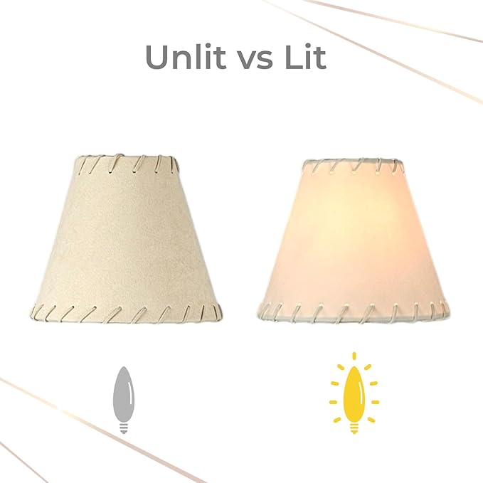 Royal Designs, Inc. CS-1115-5BG-6 Faux Leather Empire Chandelier Shade with Whipstitch Trim, 3 x 5 x 4.5, Beige, 6-Pack