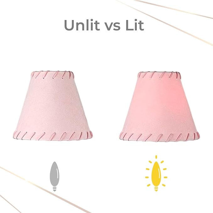 Royal Designs, Inc. CS-1119-5PNK-6 Faux Leather Empire Chandelier Shade with Whipstitch Trim, 3 x 5 x 4.5, Pink, 6-Pack