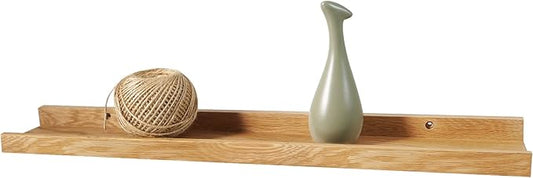 24 Inch Floating Shelves Wall Mounted, Rustic Wall Shelves for Decor and Storage, Natural Solid Oak Wood Shelf, Picture Ledge for Bedroom/Bathroom/Living Room/Kitchen, Natural Color, 24*4*1.5 (1 Pack)