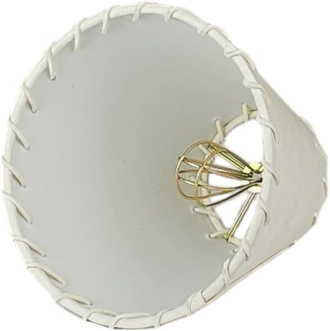 Royal Designs, Inc. CS-1114-6EG-6 Faux Leather Empire Chandelier Shade with Whipstitch Trim, 3 x 6 x 5, Eggshell, 6-Pack