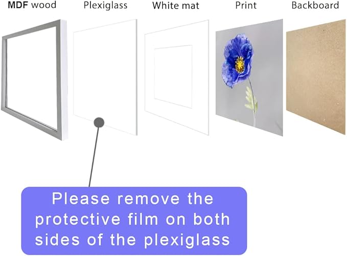 VNVNK 19x19 Frame White, Perfect for 19x19 Inch Picture without Mat or 15x15 Inch Picture with Mat, Home Wall Decor Picture Frame-1 PCS