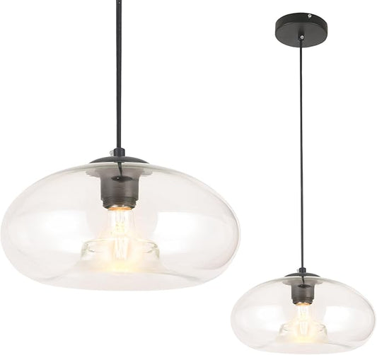 Clear Glass Pendant Lights Kitchen Island Lighting Globe Pendant Light Fixtures IIndustrial Vintage Pendant Lighting for Kitchen Island Bedroom Living Dining Room Light Fixture