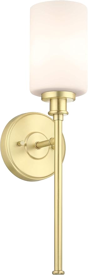 XiNBEi Lighting Brass Wall Sconce, 1 Light Bathroom Sconce Light Modern Glass Sconces Wall Lighting for Hallway Corridor & Living Room