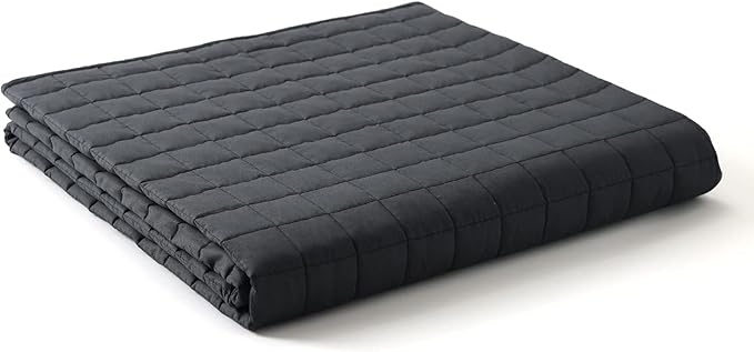 YnM 25lbs Weighted Blanket for Adults, Cotton Heavy Bed Throw Blanket with Cooling Glass Beads for All Season Use, Ideal for One Person of 240lbs (60x80 Inches, Queen Bed, Dark Grey)