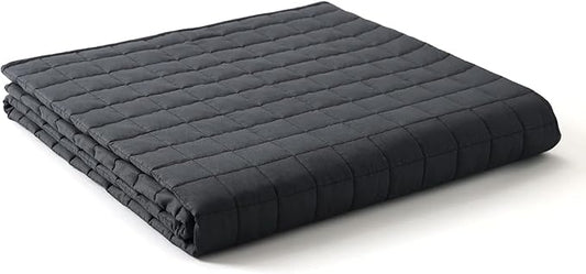 YnM 7lbs Weighted Blanket for Adults, Cotton Heavy Bed Throw Blanket with Cooling Glass Beads for All Season Use, Ideal for ~70lbs (41x60 Inches, Twin Dark Grey)