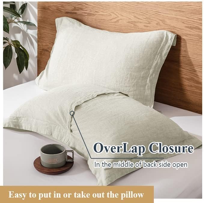 Simple&Opulence 100% Linen Pillow Case King Size Set of 2, Linen Pillow Covers with Overlap Closure, Luxury Breathable Pillowcases Protectors Suitable for All-Season (20" X 36", Linen)