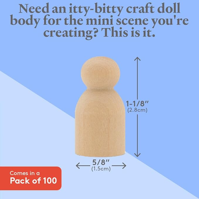 1-1/8 Baby Peg Dolls Pack of 100