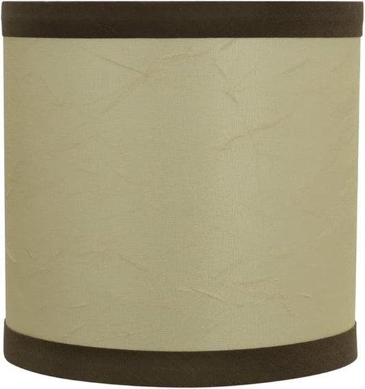 Aspen Creative 31194B, Drum Clip-On Chandelier Lamp Shade, Beige and Brown, 5" Top x 5" Bottom x 5" Slant Height, Set of 1