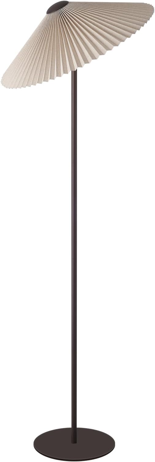 KUNJOULAM Pleated Floor Lamp, Pole Floor Lamps, Simple Design Tall Lamp with Fabric Lampshade, Standing Lamp for Living Room, Bedroom, Office, Home (Brown)