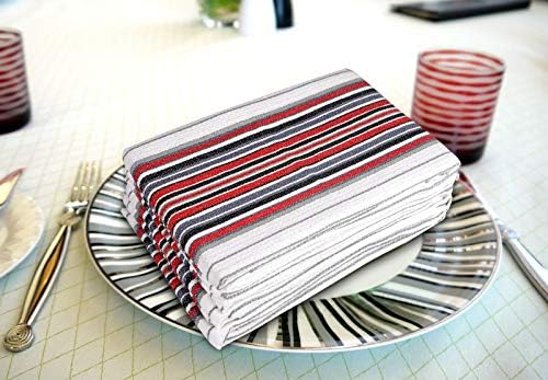 Urban Villa Kitchen Towels, Premium Quality, Cotton Dish Towels,Mitered Corners,Ultra Soft (Size: 20X30 in), White Waffle Stripes, Highly Absorbent Bar Towels & Tea Towels - (Set of 6)