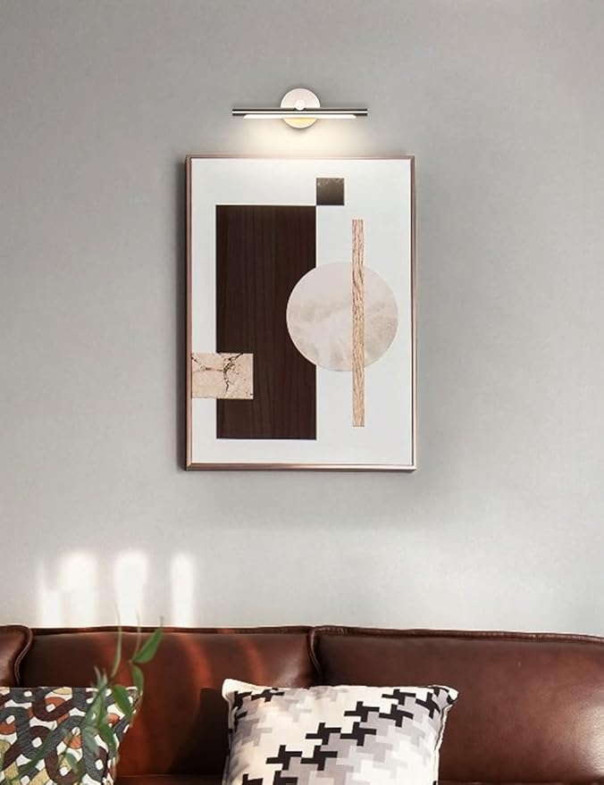 JUSHENG Modern LED Picture Light 16.33" Inch, Metal Wired Gallery Light Wall Mount Picture Light for Paintings Art Lighting Accent Lamps, 7W (45W Eqv.), 3000K Warm White 560Lm, Brushed Nickel