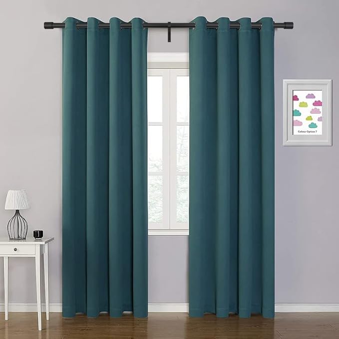 Matte Black Curtain Rod for Window 28-121", Adjustable 1-Inch With Cap Finials, Decorative Window Treatment Splicing Drapery Rod