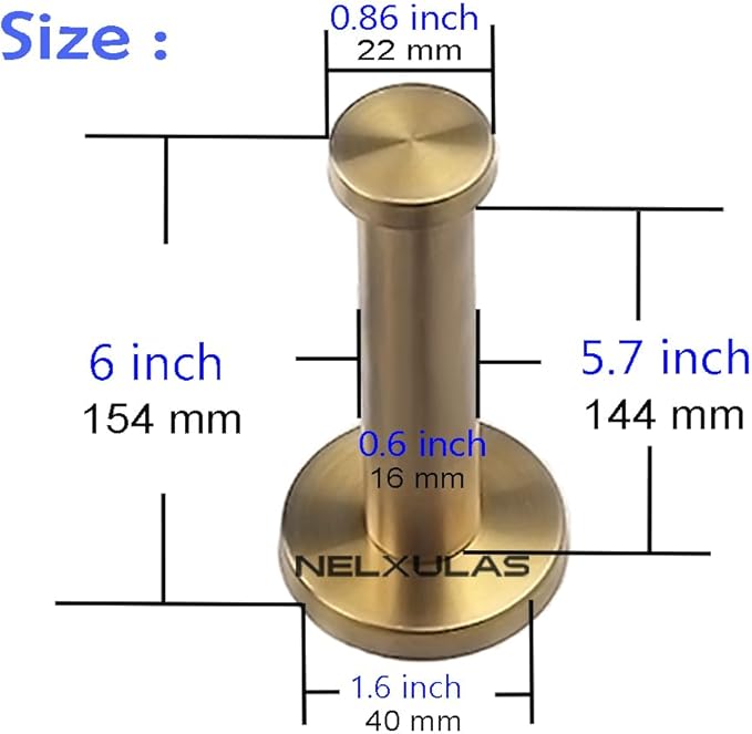 Golden Brushed Stainless Steel Single Heavy Duty Wall Mount Hook, Bath Towel Hooks, Robe Hooks, Coat Hanger, 4 PCS (6 inch)