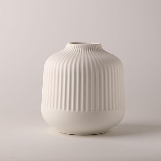 White Ceramic Vase for Flowers, 6 Inch Flower Vases Home Decor, Boho Vases for Pampas Grass,Vase for Centerpieces Living Room Table Entryway Shelf
