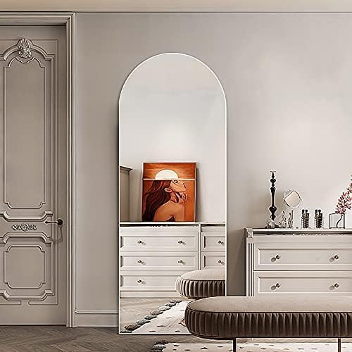 TinyTimes 70''x26'' Full Length Mirror, Large Arched Floor Mirror with Stand, Oversized Wall Mirror, Full Body Mirrors Standing Leaning for Living Room, Bedroom (White)