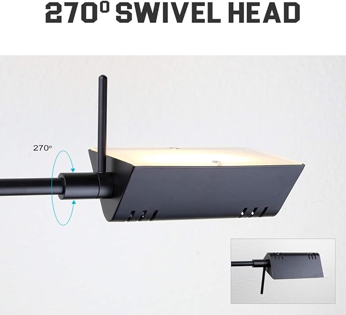 O’Bright Dimmable LED Pharmacy Floor Lamp, 12W LED, Full Range Dimming, 360 Degree Swing Arms, Adjustable Heights, Standing Lamp for Reading, Sewing, and Craft, ETL Listed (Black)