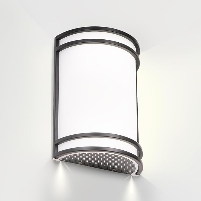 Indoor Wall Sconce, Half Cylinder Wall Light Fixture, 3000K 4000K 5000K Color Temperature Adjustable, Dimmable LED Modern Wall Light for Hallway Bedroom Living Room, Matt Black