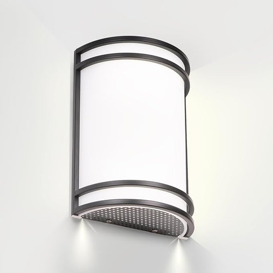 Indoor Wall Sconce, Half Cylinder Wall Light Fixture, 3000K 4000K 5000K Color Temperature Adjustable, Dimmable LED Modern Wall Light for Hallway Bedroom Living Room, Matt Black